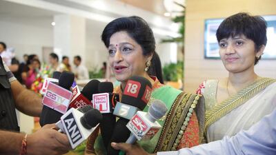 Dr Nayana Patel briefs the media at the inauguration of the new Surrogacy Hospital at Anand. Subhash Sharma for The National