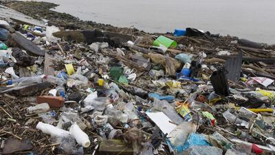 Plastics and other detritus line the shore of the Thames Estuary Kent, UK. Dan Kitwood / Getty