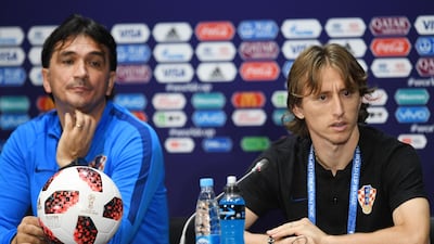 Croatia manager Zlatko Dalic, left, says his relationship with captain Luka Modric and the rest of his squad is 'frank' and 'sincere' ahead of their World Cup final against France in Moscow on Sunday. EPA