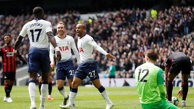 Tottenham's Lucas Moura scores their second goal. Reuters
