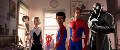 Nicolas Cage previously voiced Spider-Man Noir, right, in Spider-Man: Into the Spider-Verse. Photo: Sony Pictures Animation