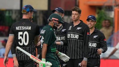 Pakistan's captain Babar Azam leaves the ground after being dismissed during the 2023 World Cup warm-up match against New Zealand in Hyderabad on September 29, 2023. AP