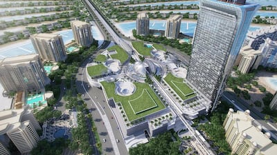 A rendering of an aerial view of the Palm Hotel. Courtesy Nakheel