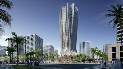 A rendering of one of two projects designed by Zaha Hadid for Qatar - a 70,000sqm building featuring a hotel and residential apartments which is scheduled for completion in 2020. Zaha Hadid Architects / Reuters