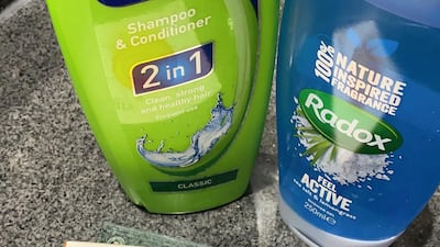 Toiletries provided for the quarantine period. Courtesy Kathryn Wainwright