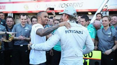 Lewis Hamilton, left, apologised to his Mercedes team after an error cost them a 1-2 finish at the Monaco Grand Prix. Mark Thompson / Getty Images