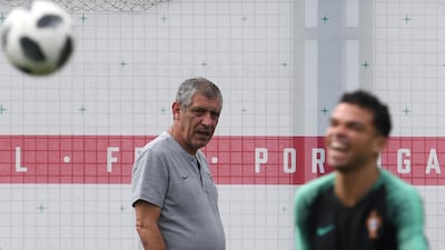Portugal's coach Fernando Santos leads a training session at the team's base in Kratovo, outside Moscow, on June 19, 2018, on the eve of the Russia 2018 World Cup Group B football match between Portugal and Morocco. Francisco Leong / AFP