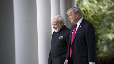 US president Donald Trump with India's prime minister Narendra Modi in Washington. EPA