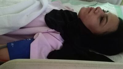 Alaa Al Abduli’s mother hopes to move her daughter to Germany to treat injuries suffered in a fall at school. Courtesy Rose Safonova