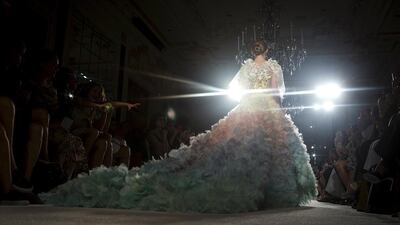 A model presents a creation from the Marchesa Spring/Summer 2016 collection during New York Fashion Week. Carlo Allegri / Reuters