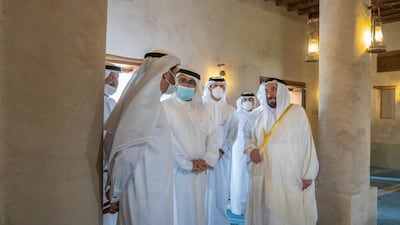 Sheikh Dr Sultan laid the cornerstone of the tower in April.