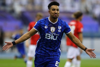 Al Hilal's Salem Al Dawsari celebrates after scoring against Urawa Red Diamonds in the Champions League final first leg. AFP