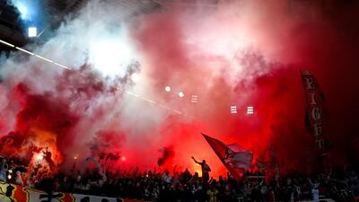 Cologne supporters during the Bundesliga football match against Fortuna Dusseldorf on Sunday, November 3. EPA