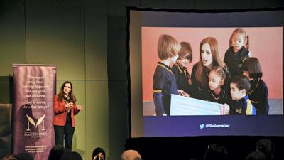 Elisa Guerra, member of UNESCO International Commission for their Future of Education, tells of the importance of brain development among children younger than six, at a conference in Dubai. Shruti Jain / The National