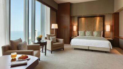 The Horizon Deluxe King Room at Shangri-La Hotel, Doha in Qatar. Courtesy Shangri-La Hotel, Doha