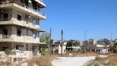 One of the roads leading to safe exit points opened for civilians wishing to leave rebel-held areas in Aleppo’s Bustan Al Qasr district on July 29, 2016. Abdalrhman Ismail / Reuters