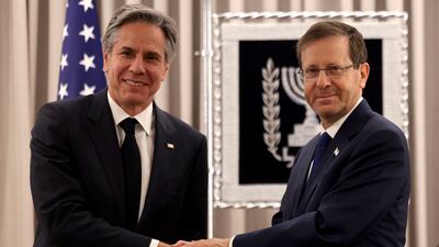 US Secretary of State Antony Blinken, left, met Israeli President Isaac Herzog in January. EPA