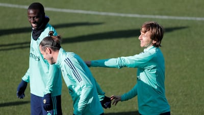 Real Madrid's Gareth Bale and Luka Modric during training. Reuters