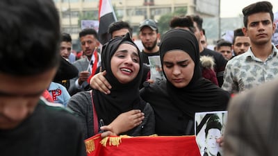 Anti-government protesters gather in Tahrir Square in Baghdad, Iraq, Sunday, December 1, 2019. AP Photo