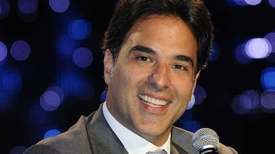 A handout photo of Mazen Hayek at the press conference of Arab idol 2 (Courtesy: MBC)