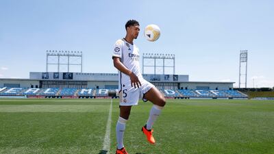 New Real Madrid player Jude Bellingham is unveiled at Valdebebas training ground in Madrid, Spain. Getty Images
