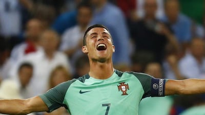 Portugal's Cristiano Ronaldo celebrates at the end of his team's Euro 2016 semi-final victory over Wales on Wednesday night. Kai Pfaffenbach / Reuters / July 6, 2016