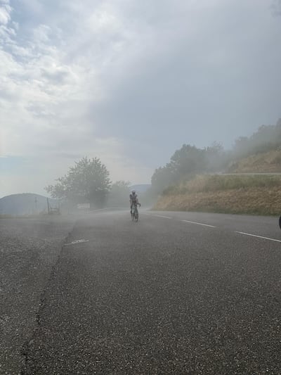 Cyclists who biked from Barcelona to Paris for a cancer charity and the Al Jalila Foundation. Photo: Brighton College