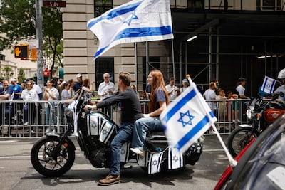 Participants ride along Fifth Avenue during the Israel Day Parade in New York city, on May 31. AFP