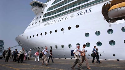 The Brilliance of the Seas cruise ship at the Dubai Cruise Terminal. The emirate aims to draw one million cruise tourists a year from 2020 onwards. Stephen Lock / The National