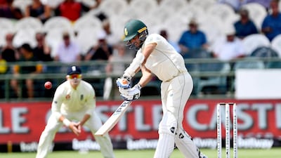 Keshav Maharaj of South Africa breaks his bat. Getty