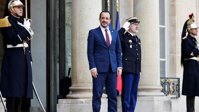 President of Cyprus Nikos Christodoulides at the Elysee Presidential Palace, in Paris, on November 9, 2023. AFP