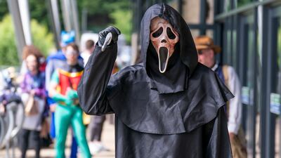 A Scream cosplayer at Comic Con Yorkshire in Harrogate. PA