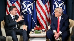 US President Donald Trump and Nato Secretary General Mark Rutte in Davos. AFP