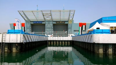 Gulf Craft’s facilities at its Umm Al Quwain boat yard will need to be enlarged to take its planned 60m megayacht, which would not fit in the dock the firm uses for its Majesty 155 (above). Victor Besa / The National