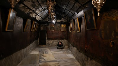 Prayers in the Church of the Nativity in Bethlehem, in the Israeli-occupied West Bank. Reuters