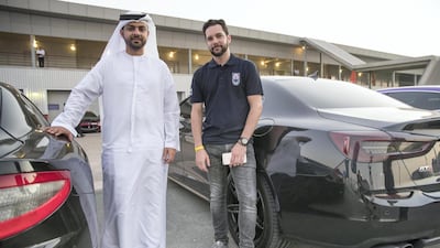 Maserati Owners Club UAE co-founders/co-presidents Abdul Aziz Al Nahdi and Casey Coker. Antonie Robertson / The National