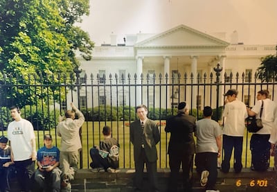 Bakhtiyor Ibragimov outside the White House in 2001. Mr Ibragimov was working to boost trade between Uzbekistan and America at the time. Photo: Bakhtiyor Ibragimov