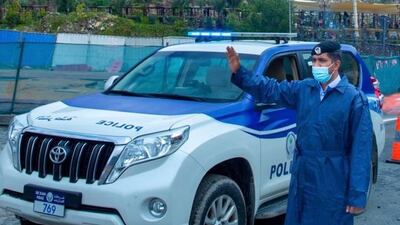 Police in Khor Fakkan came to the aid of three people whose car was swept away by flash floods. Photo: Sharjah Police