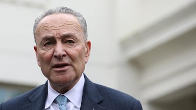 Senate Minority Leader Chuck Schumer speaks outside the White House after meeting with US President Donald Trump to discuss the partial government shutdown. AFP