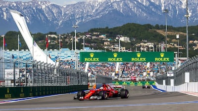 Sebastian Vettel on his way to pole position during qualifying for the Russian Grand Prix. Srdjan Suki / EPA