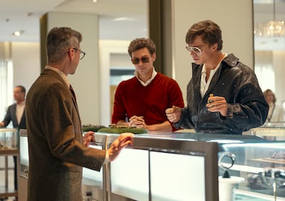 Cooper Koch, centre, and Nicholas Chavez in Monsters: The Lyle And Erik Menendez Story. Photo: Netflix