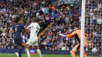 City's Nathan Ake scores their second goal. Reuters