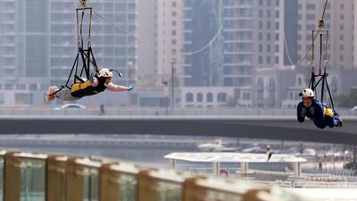 Maram, left and Maryam Makki took part in the thrill-seeking experience at the same time. Chris Whiteoak / The National
