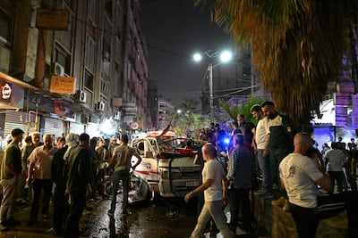 Security forces surrounded the site of the explosion in a Damascus suburb. AFP