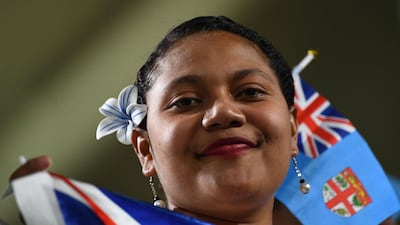A Fiji fan awaits the start of the Japan 2019 Rugby World Cup Pool D match between Wales and Fiji at the Oita Stadium in Oita. AFP