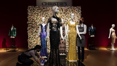 The L'Wren Scott Collection on display at Christie's Auction House in London. The sale contains 55 creations from the late designer. EPA/Vickie Flores