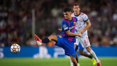 Barca's Pedri in action against Bayern. Getty