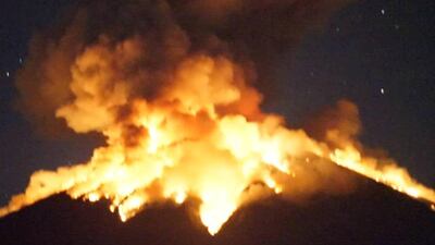 Mount Agung volcano erupts in Bali, Indonesia. Reuters
