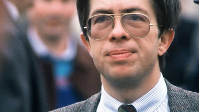 French judge Jean-Michel Lambert shown during the 1984 reconstruction of the murder of Gregory Villemin, 4, in the Vologne river in Lepanges-sur-Vologne