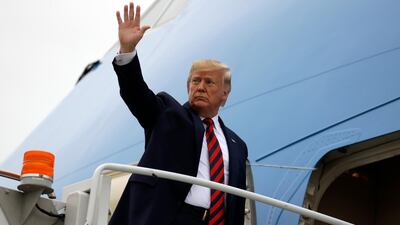 President Donald Trump departs O'Hare International Airport after speaking at the International Association of Chiefs of Police Annual Conference and Exposition on October 28 in Chicago. AP /Evan Vucci